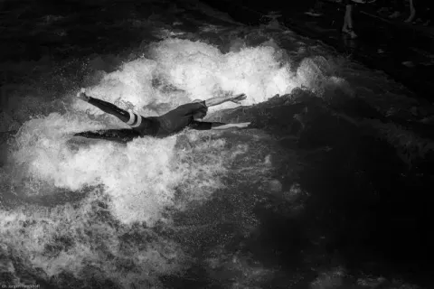 Surfing the Munich Eisbach wave