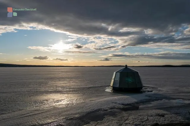 Lake Norvajärvi at the Arctic Circle in Finland