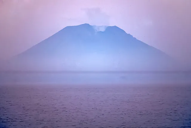 Stromboli in the morning mist