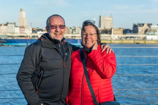 Karin and Jürgen on the Scheldt