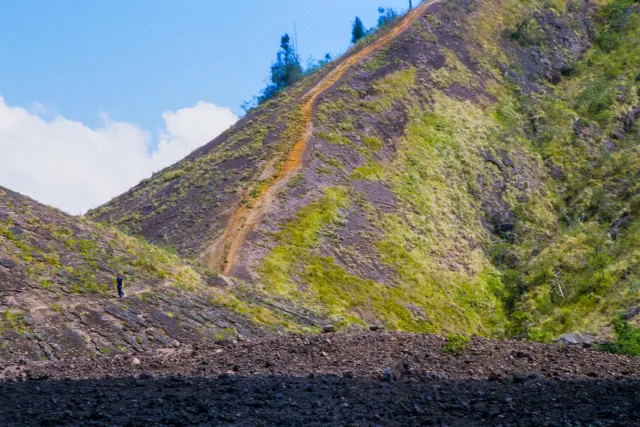 Trail running on the crater rim of the Batur