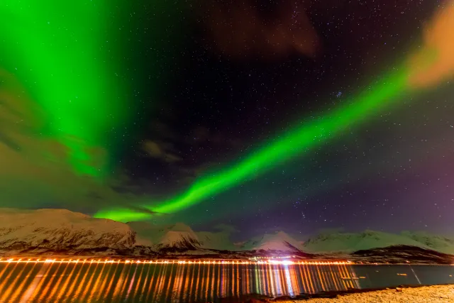 Aurora over the Lyngenfjord Alps