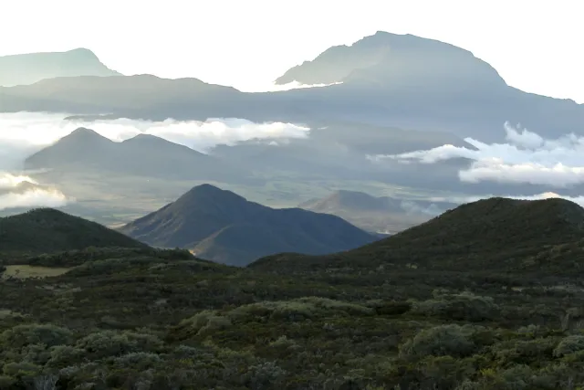 The volcanoes of Reunion in the clouds