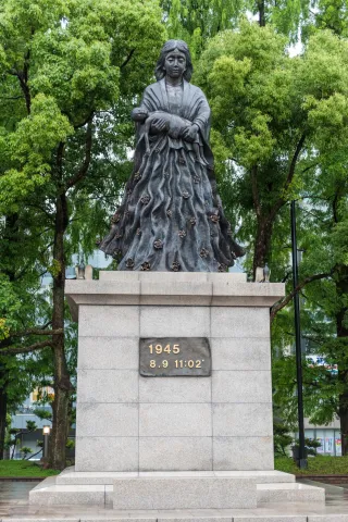 Various exhibits in the Atomic Bomb Museum and monuments at Ground Zero.