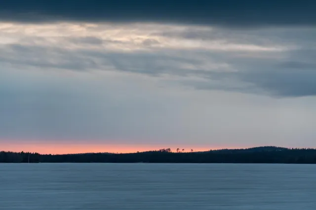 Lake Norvajärvi at the Arctic Circle in Finland