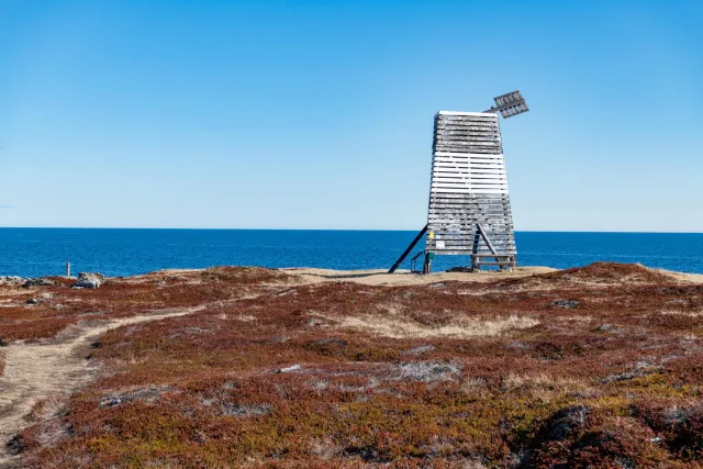 The wooden beacon in Ekkerøy Bird Sanctuary