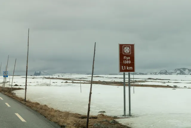 At the pass of the Valdresflye mountain plateau