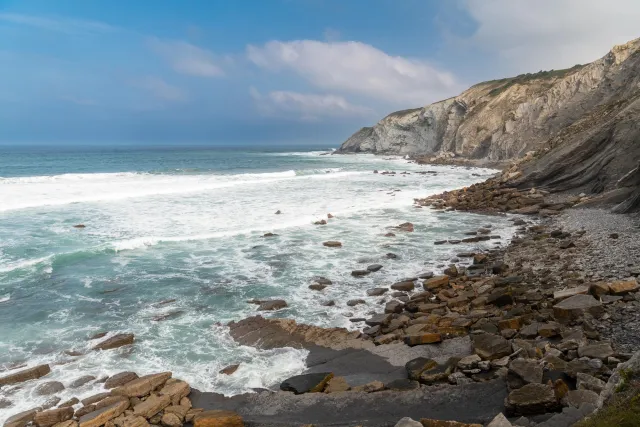 The coast of Barrika on the Bay of Biscay