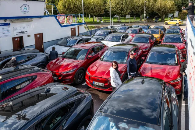 25 Mustangs auf dem Rhein