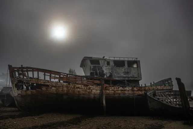 Ship graveyard of Rostellec near Crozon in Brittany