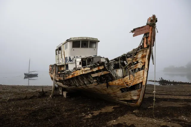 Ship graveyard of Rostellec near Crozon in Brittany